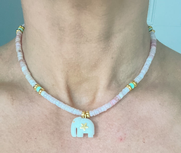 Hathi | Pink Opal Necklace - Bombaby