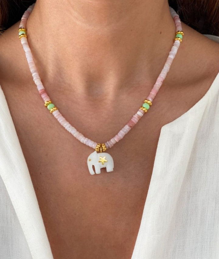 Hathi | Pink Opal Necklace - Bombaby