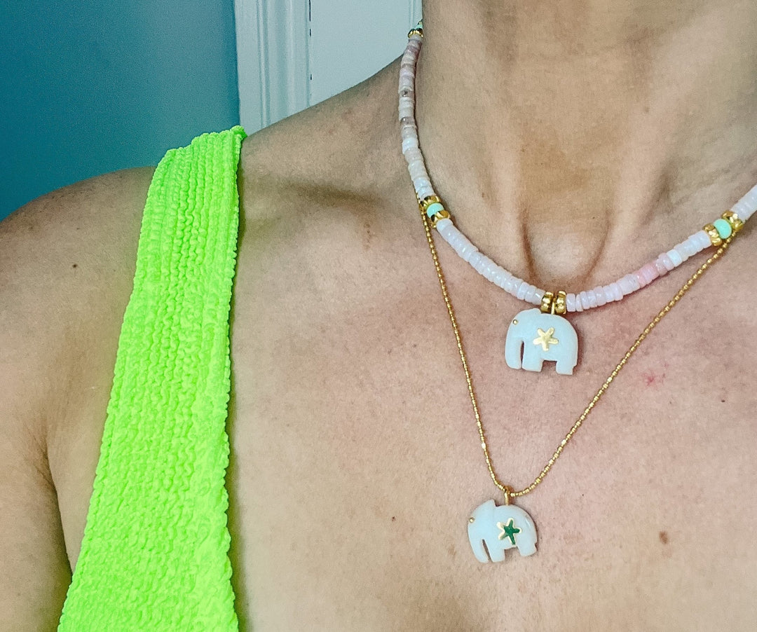 Hathi | Pink Opal Necklace - Bombaby