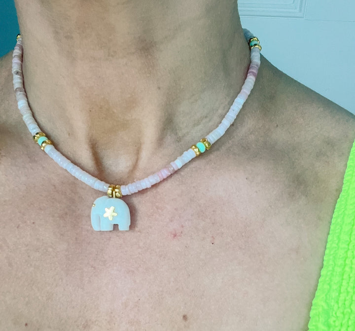 Hathi | Pink Opal Necklace - Bombaby
