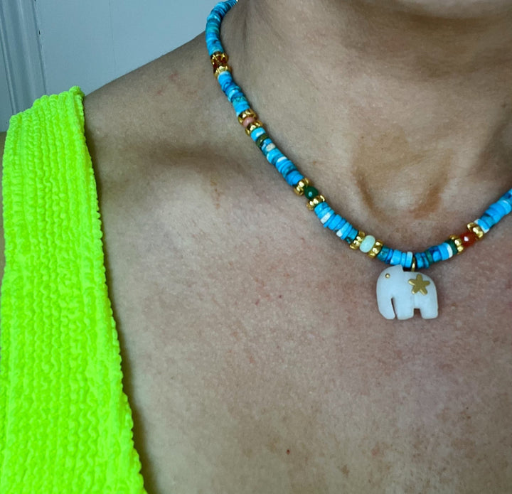 Hathi | Turquoise Opal & Jade Necklace - Bombaby