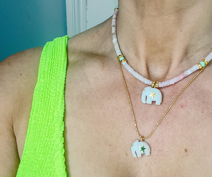 Hathi | White Agate Necklace - Bombaby