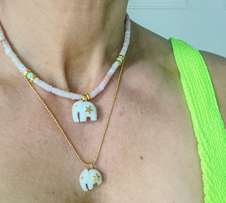 Hathi | White Agate Necklace - Bombaby