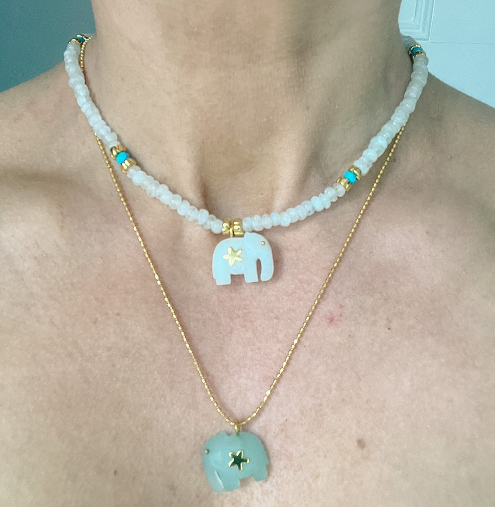 Hathi | White Moonstone Necklace - Bombaby