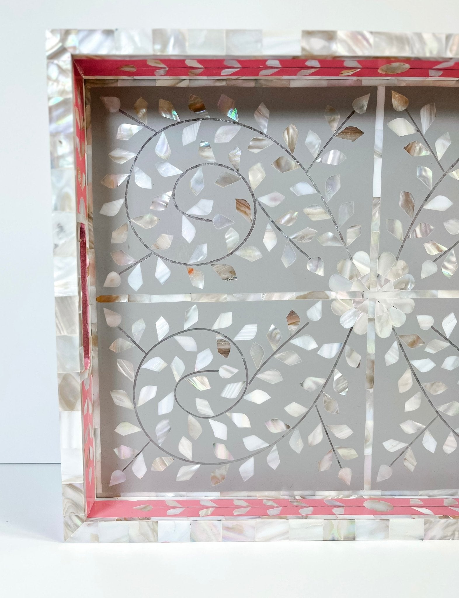 Mother of Pearl Inlay Tray | Pink & Grey | Bombaby