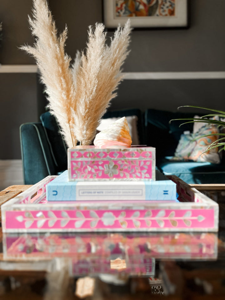Mother of Pearl Inlay Tray | Pink - Bombaby
