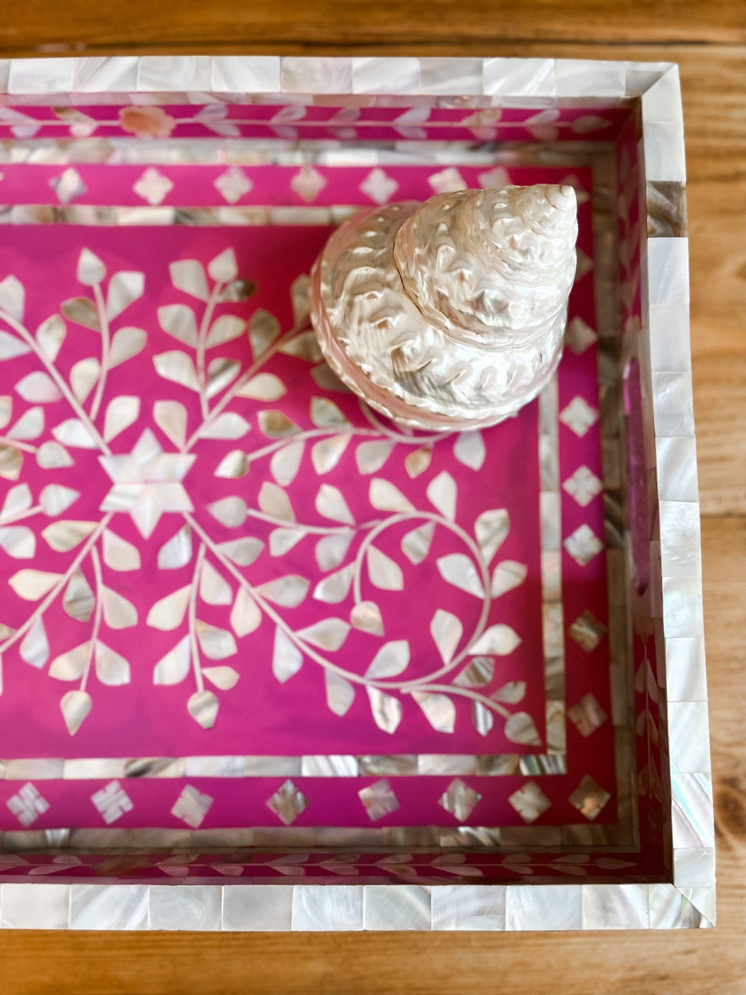 Mother of Pearl Inlay Tray | Pink - Bombaby