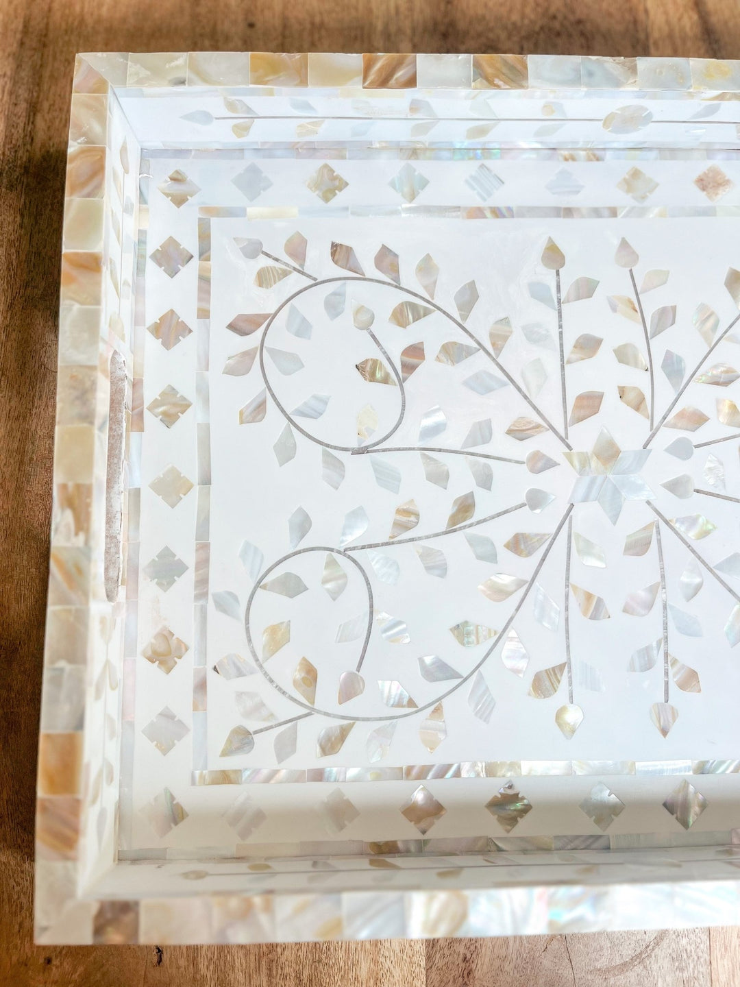 Mother of Pearl Inlay Tray | White Neutral - Bombaby