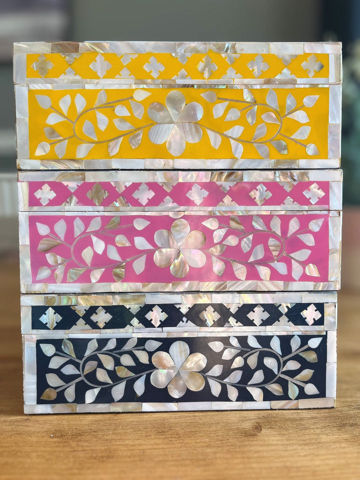 Mother of Pearl Jewellery Box | Navy Blue - Bombaby