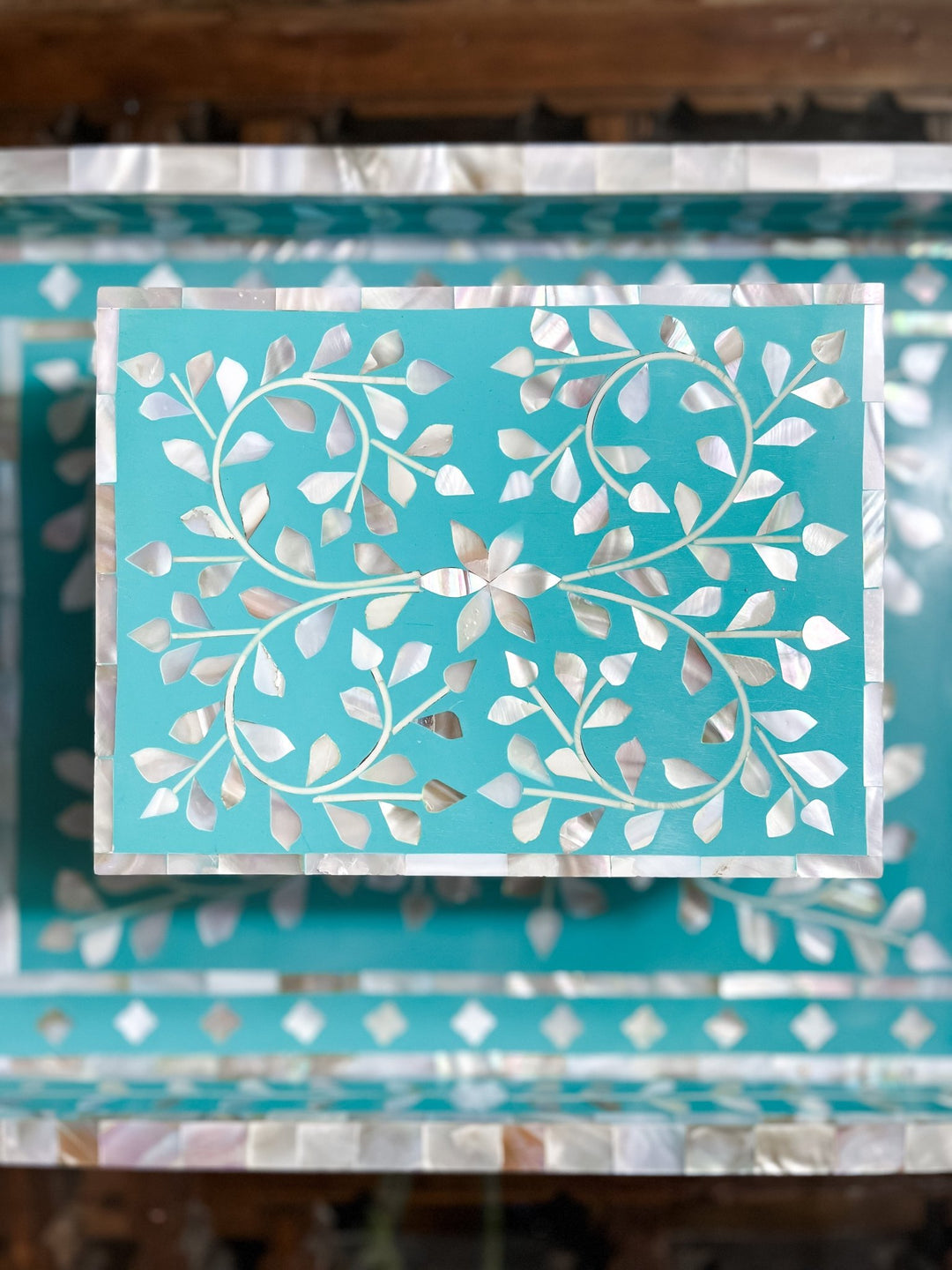 Mother of Pearl Jewellery Box | Turquoise - Bombaby