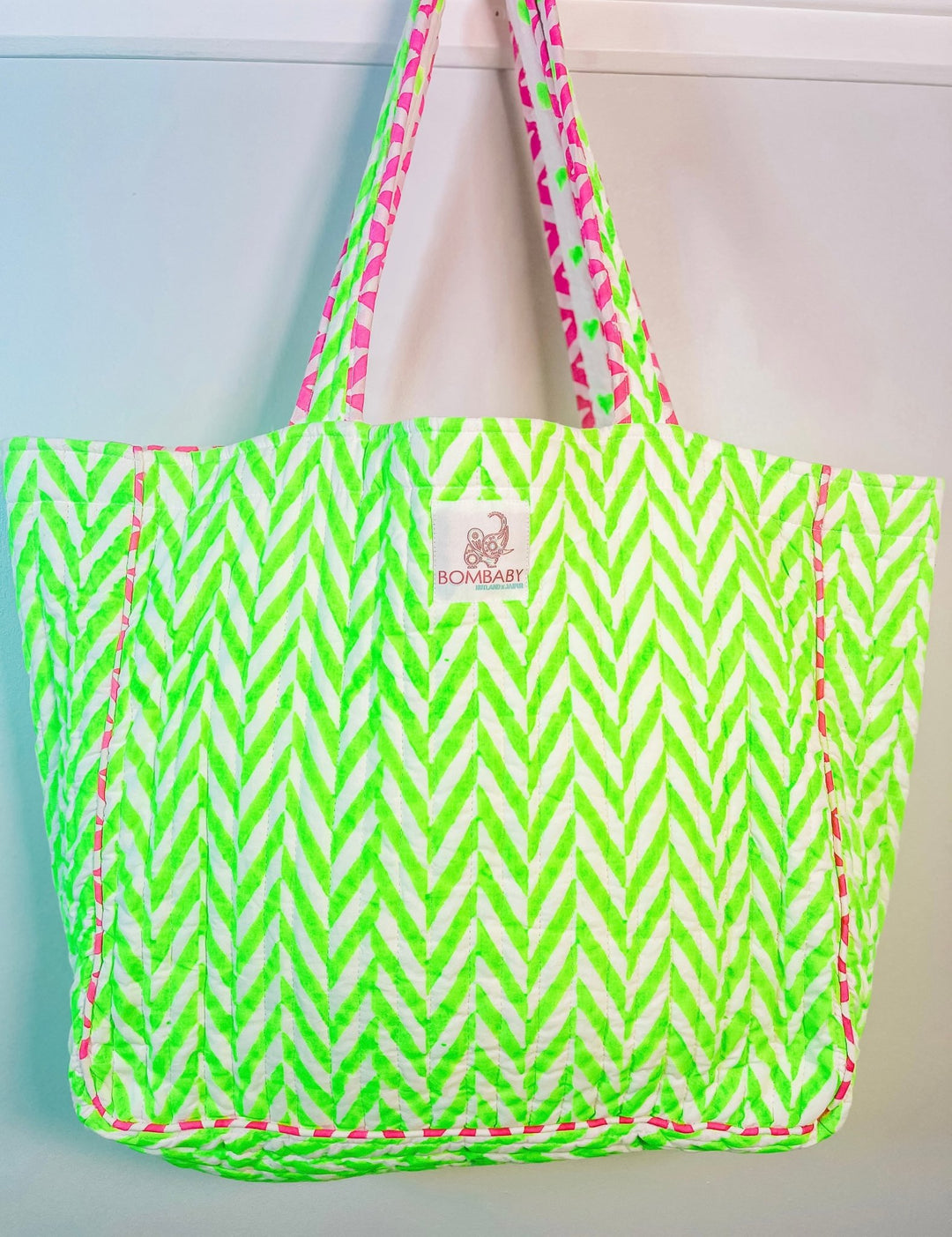 Neon Green | Handmade Quilted Tote Bag - Bombaby