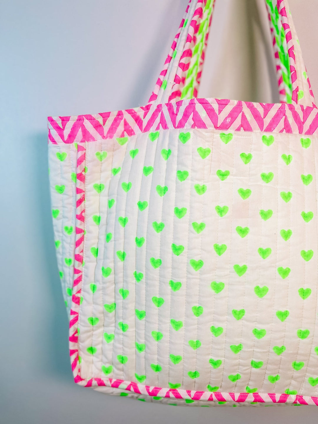 Neon Green | Handmade Quilted Tote Bag - Bombaby