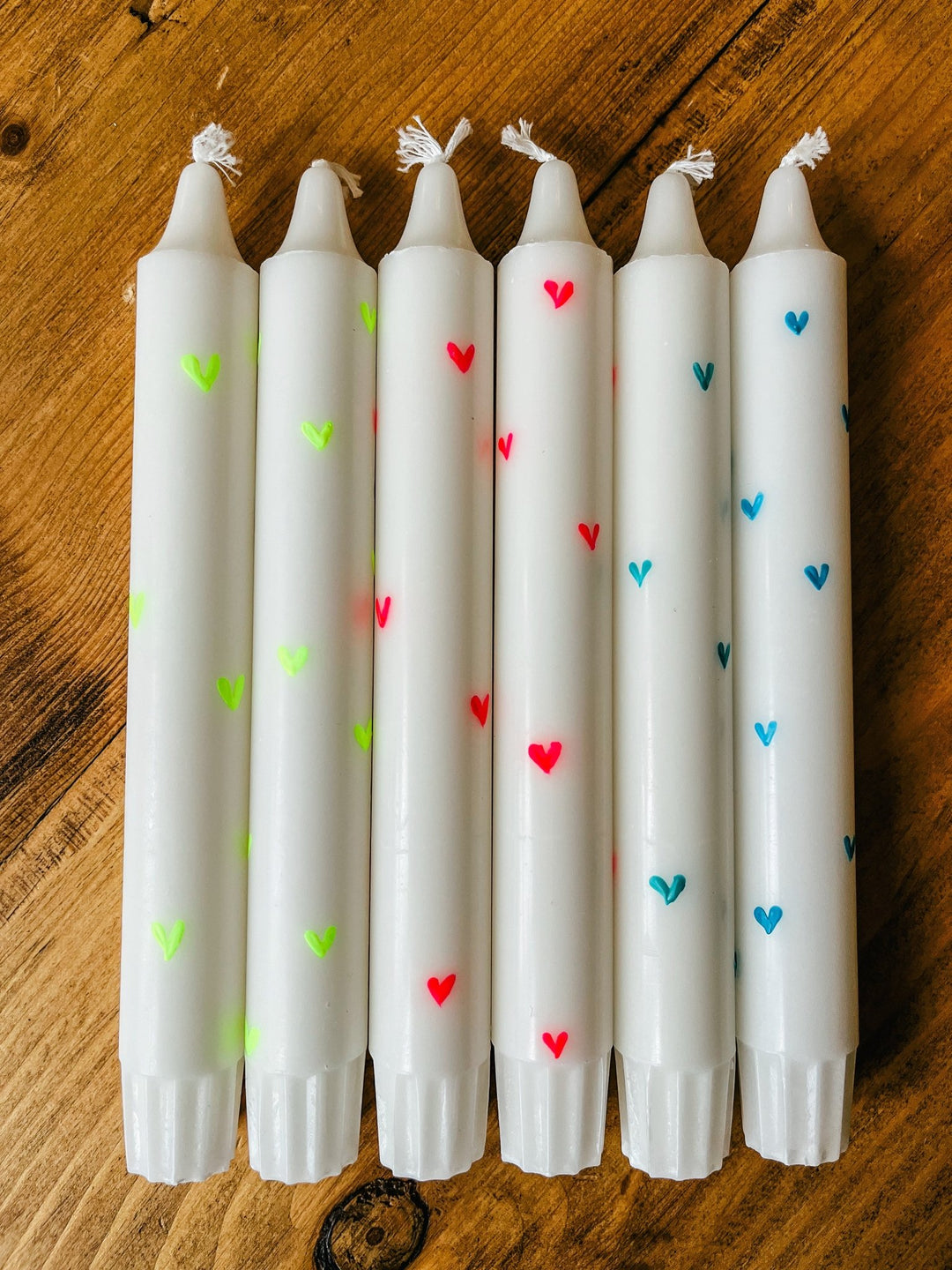 Neon Hearts | Hand Painted Candles - Bombaby