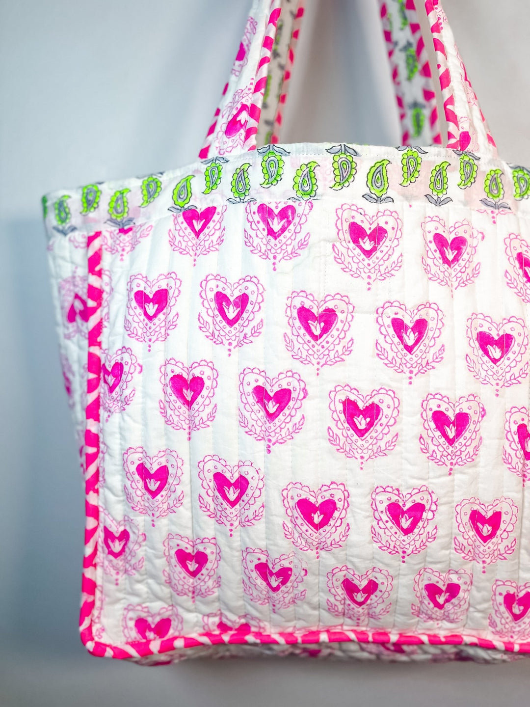 Neon Paisley | Handmade Quilted Tote Bag - Bombaby