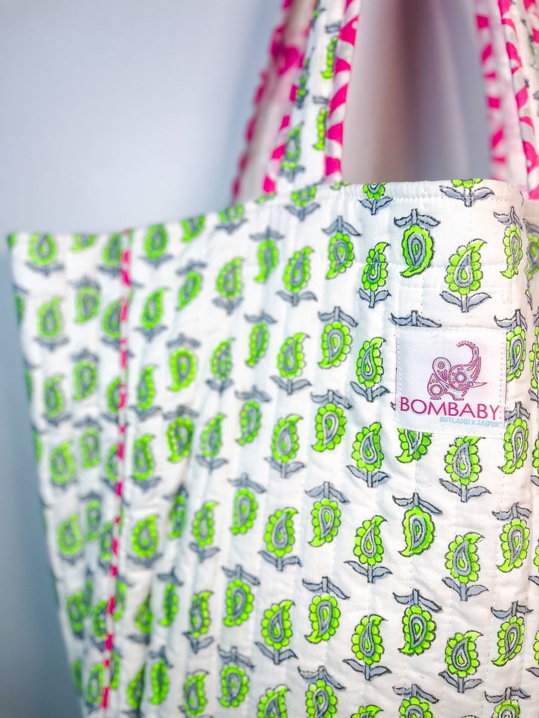 Neon Paisley | Handmade Quilted Tote Bag - Bombaby