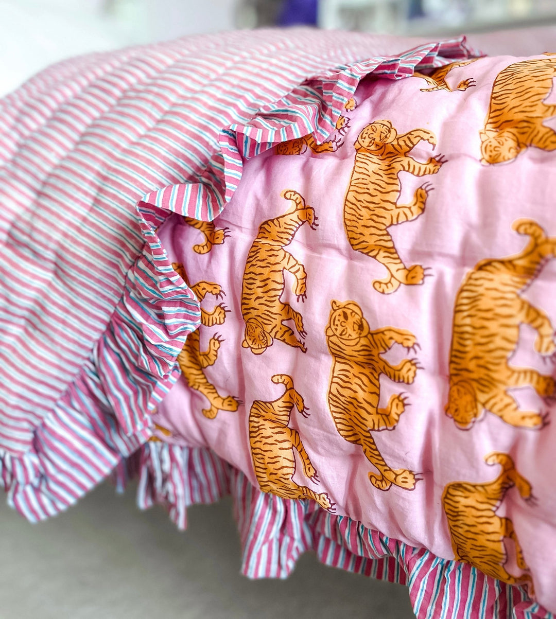 Pink Indian Tiger | Mini Quilt - Bombaby