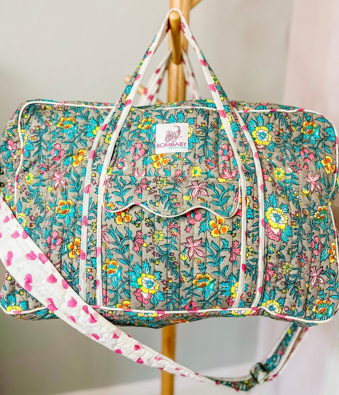 Quilted Large Weekend Bag - Lata Floral - Bombaby