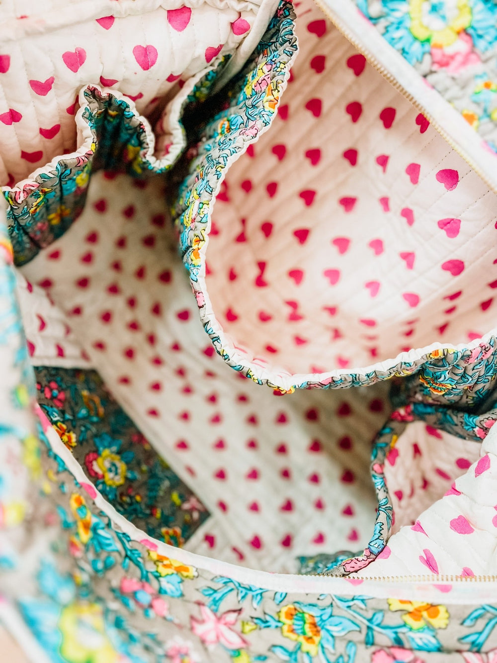 Quilted Large Weekend Bag - Lata Floral - Bombaby