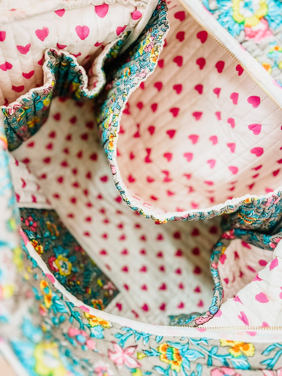 Quilted Large Weekend Bag - Lata Floral - Bombaby