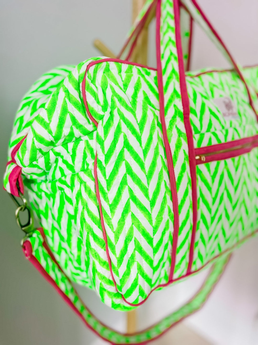 Quilted Large Weekend Bag - Neon Chevron - Bombaby