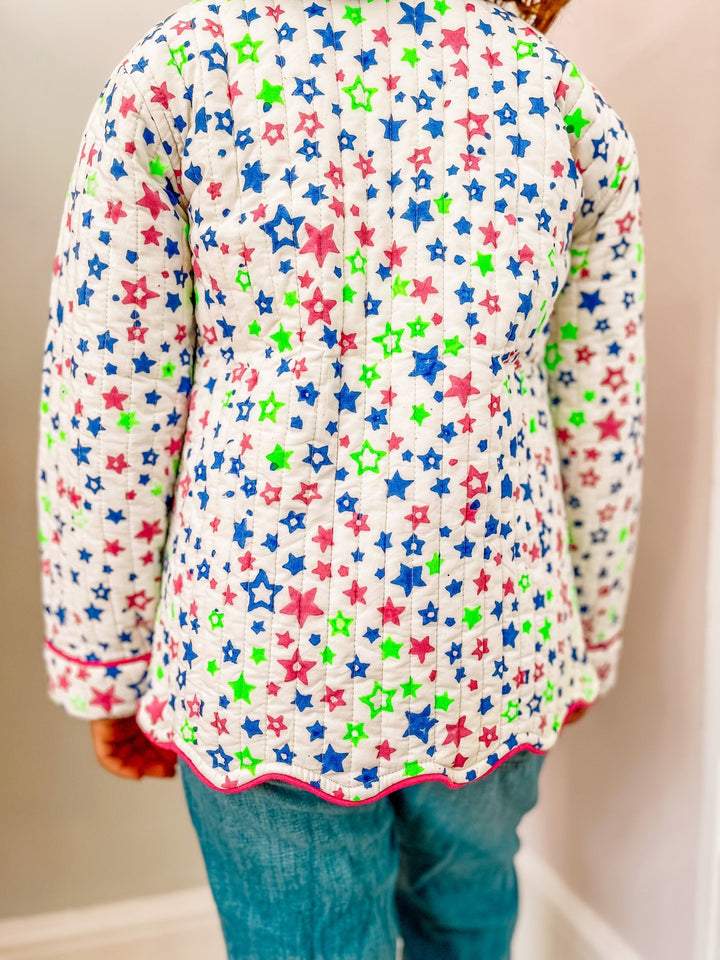 Quilted Scallop Jacket | Neon Stars - Bombaby