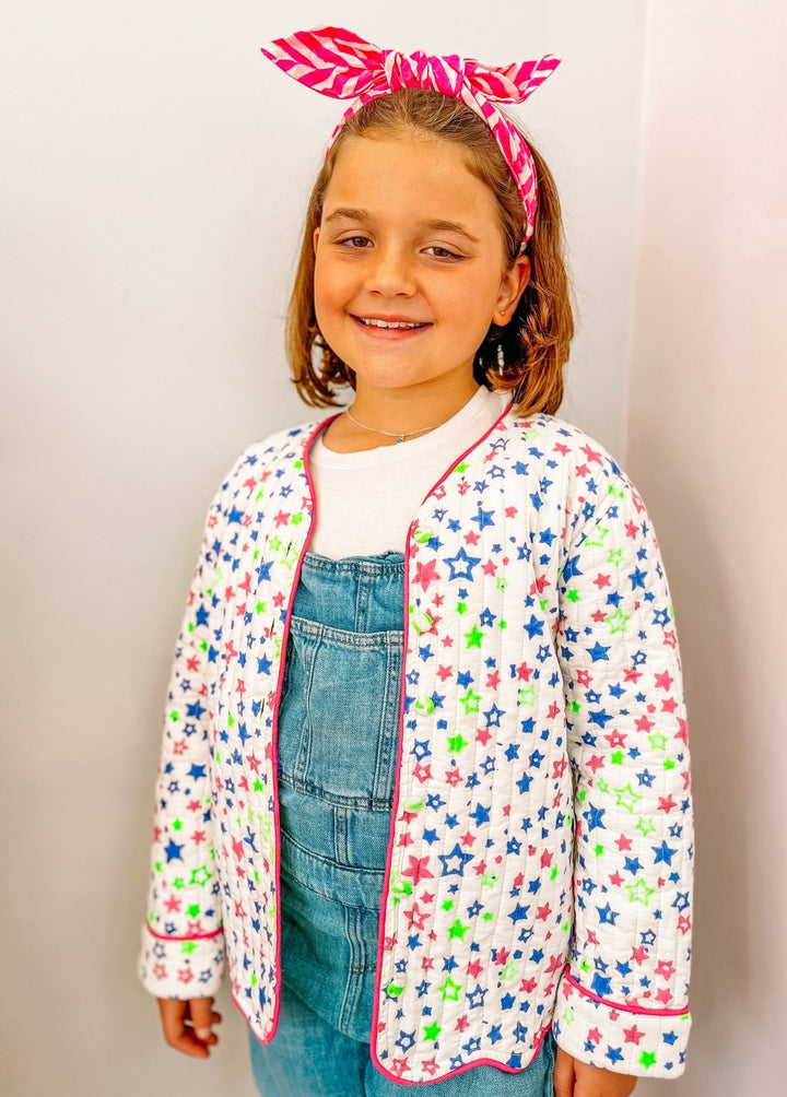 Quilted Scallop Jacket | Neon Stars - Bombaby