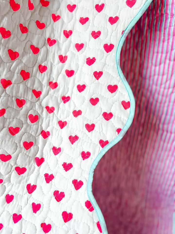 Quilted Throw | Pink Hearts - Bombaby