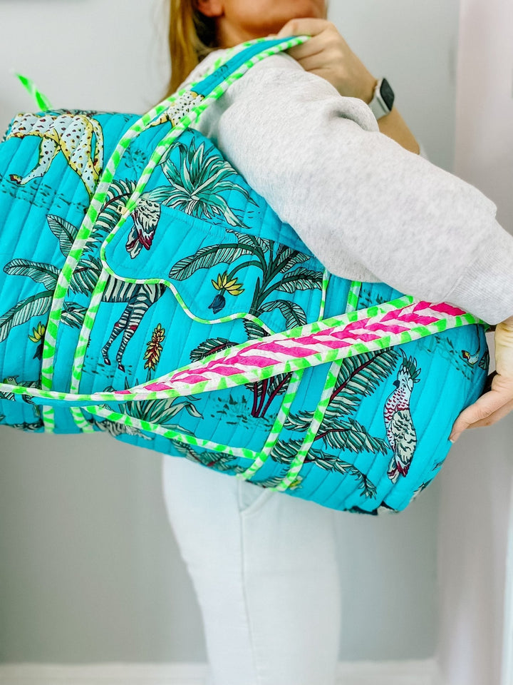 Quilted Weekend Bag | Turquoise Jungle SECOND - Bombaby