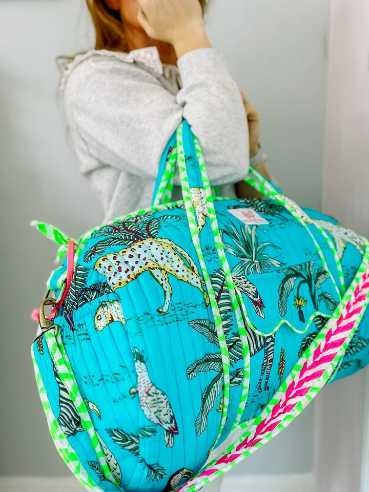 Quilted Weekend Bag | Turquoise Jungle SECOND - Bombaby