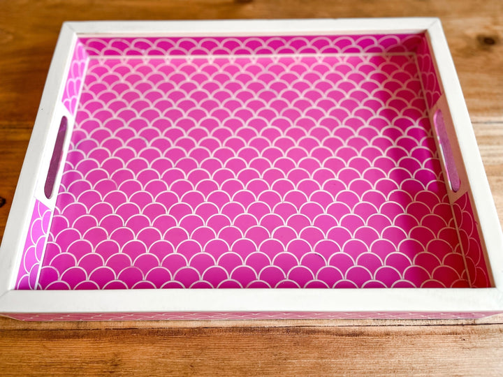 Scallop Bone Inlay Tray | Hot Pink - Bombaby