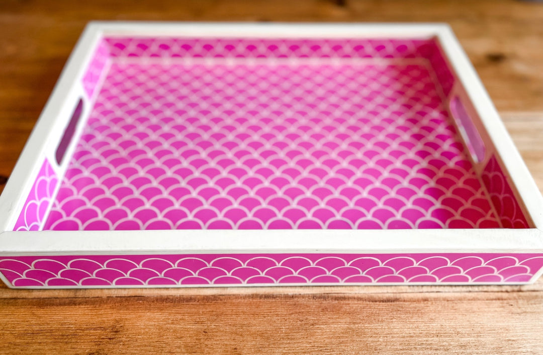 Scallop Bone Inlay Tray | Hot Pink - Bombaby