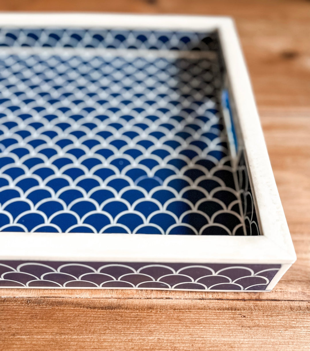 Scallop Bone Inlay Tray | Navy Blue - Bombaby