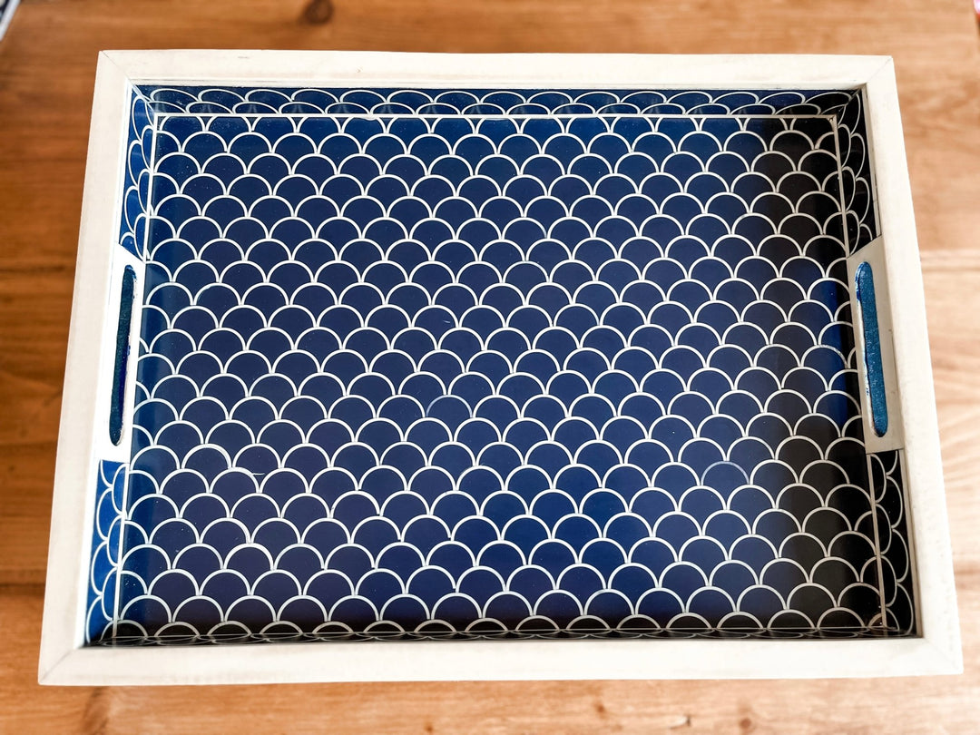 Scallop Bone Inlay Tray | Navy Blue - Bombaby