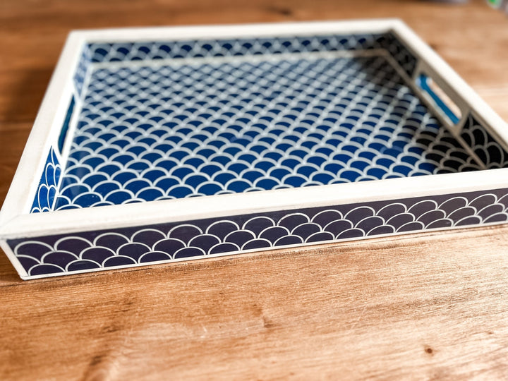 Scallop Bone Inlay Tray | Navy Blue - Bombaby