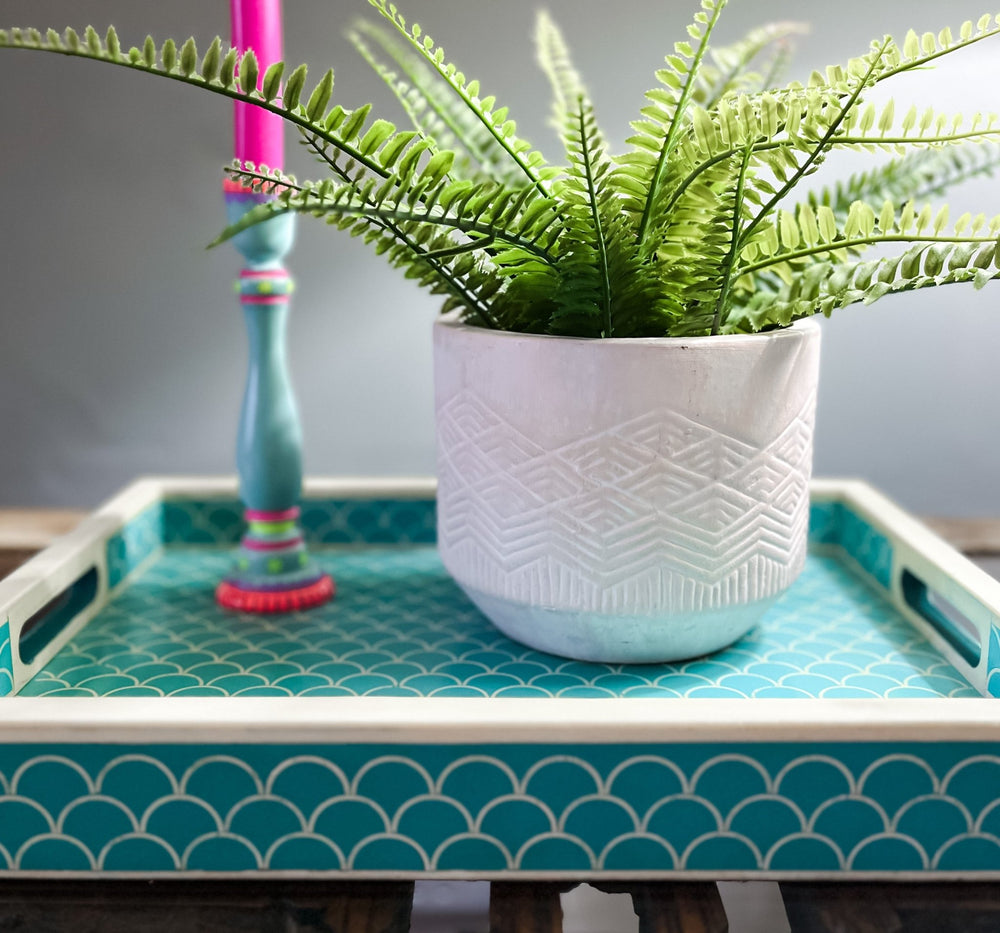 Scallop Bone Inlay Tray | Turquoise - Bombaby