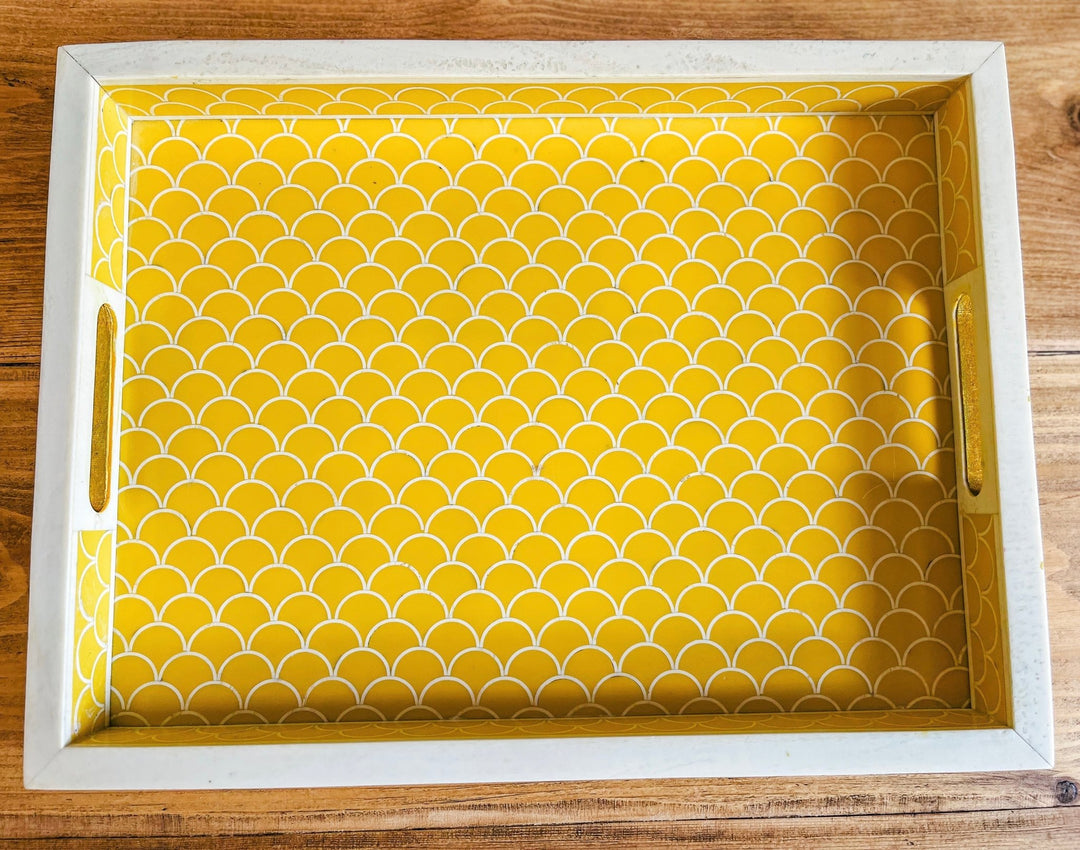 Scallop Bone Inlay Tray | Yellow - Bombaby