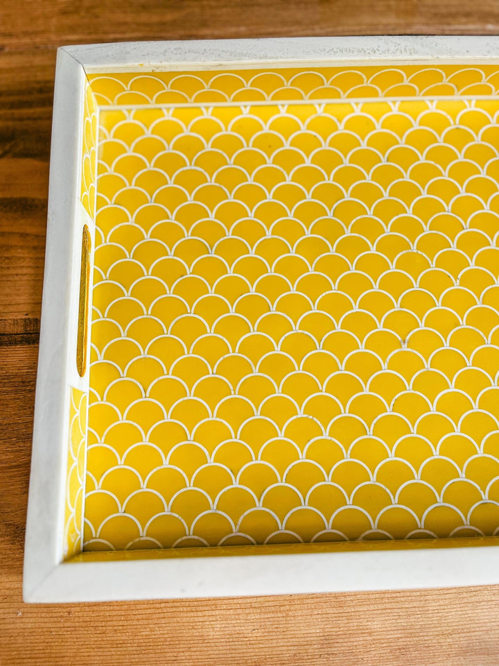 Scallop Bone Inlay Tray | Yellow - Bombaby